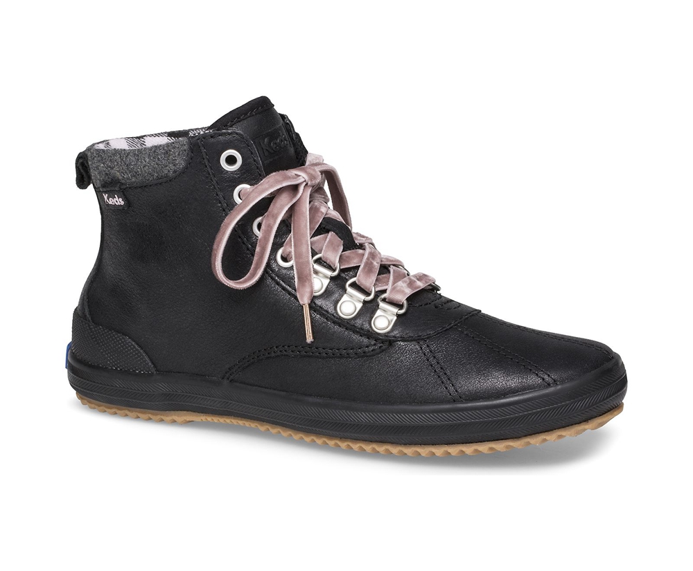 Keds Boots Black - Scout Water-Resistant Leather w/ Thinsulate™ - Womens ARNYJK-649